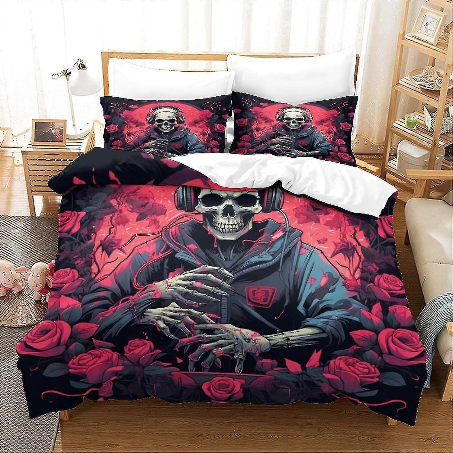 Human Skeleton Bedding Sets Duvet Cover Game Controller Bed Set Collection for Teens Without Comforter Sheet King