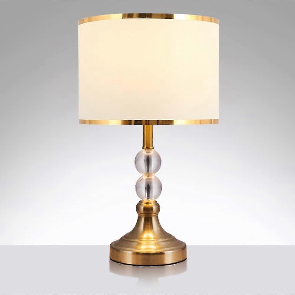 Fabric Table Lampshade E27 Crystal Bedside Lamp for Living Room and Study, Diameter 25 cm, Height 47 cm, Bulb Not Included