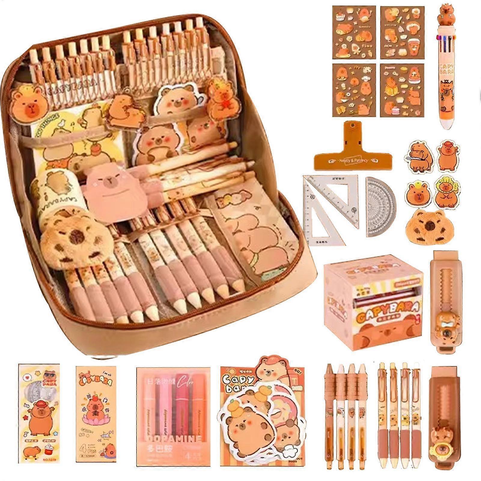 Capybara Pencil Case with 12 Compartments, Large Capacity, Multicolored