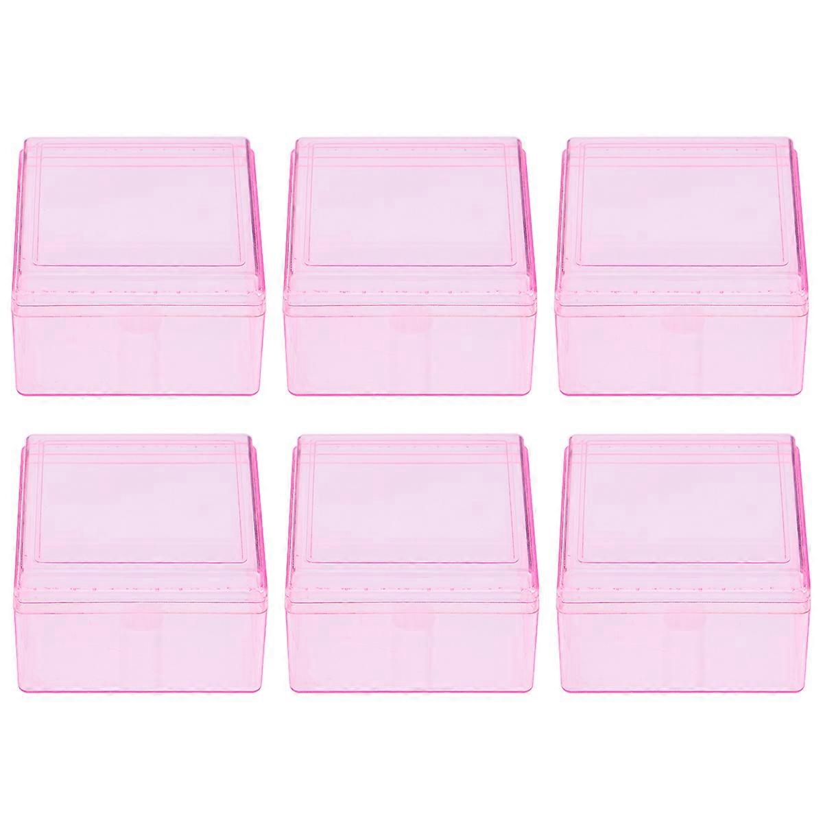 Clear Candy Packing Boxes Square Pink Acrylic Storage present Packaging Birthday Parties 6Pcs