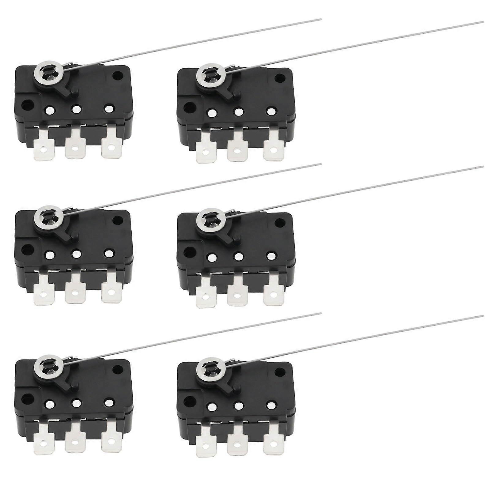 125/250V AC Micro Switch 5A 3 Pin Wire - 6 Pack for Coin Acceptors and Coin Checkers