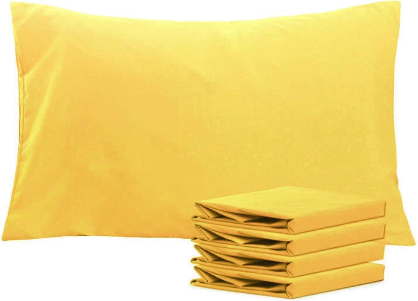 ZENGO Cotton King Pillowcases   Set of 2,500 Thread Count Cotton Pillowcases   Soft and Breathable Envelope Closure Pillow Cases Yellow 2pcs