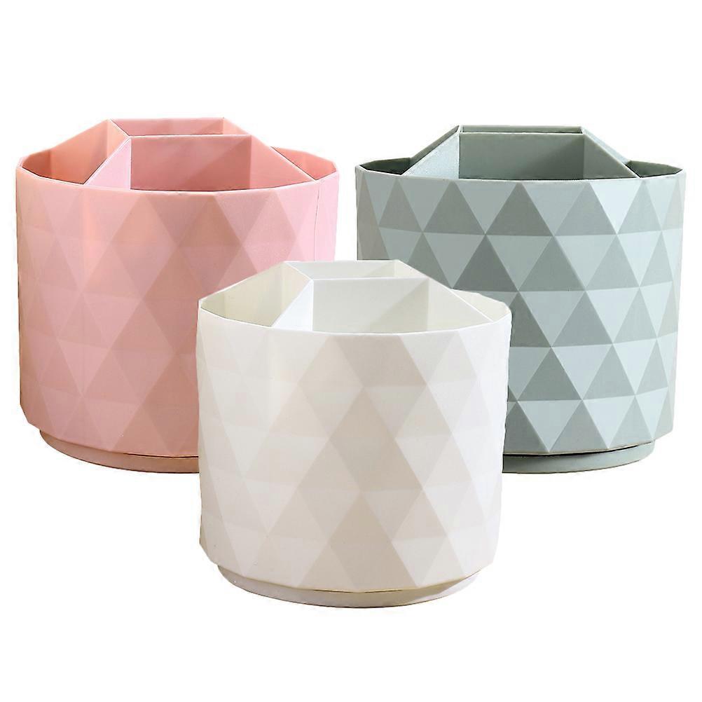 Makeup Container Tabletop Makeup Holder for Desktop Simple Design Daily Use Pink 3Pcs