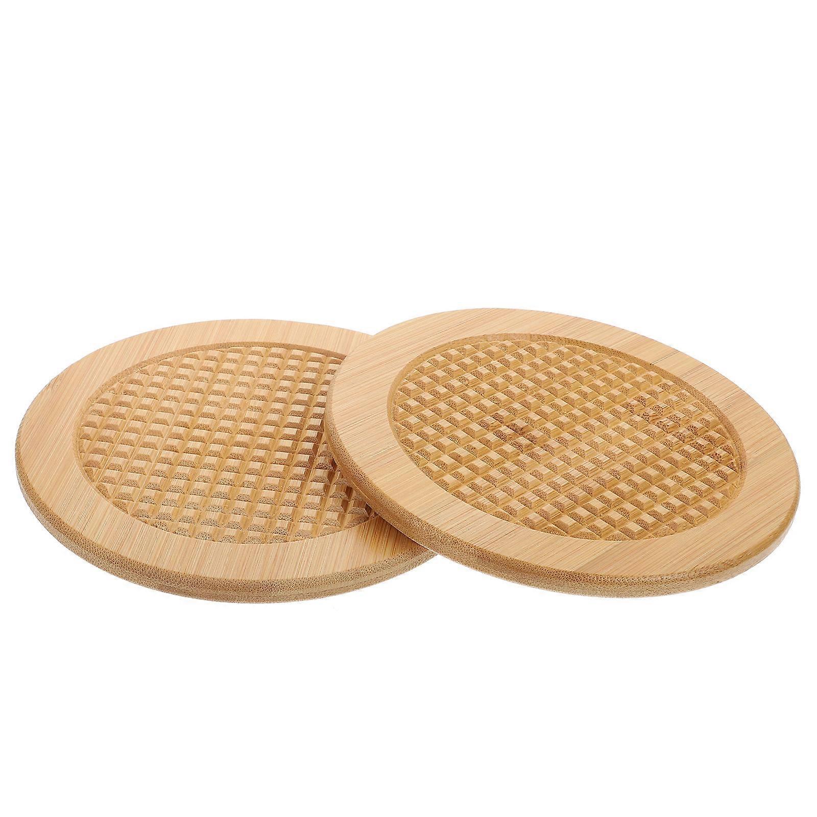 Anti Skid Coasters Bamboo Heat Insulation Protect Surface Mat Pad For Home Use Office Use 15x15cm 2Pcs
