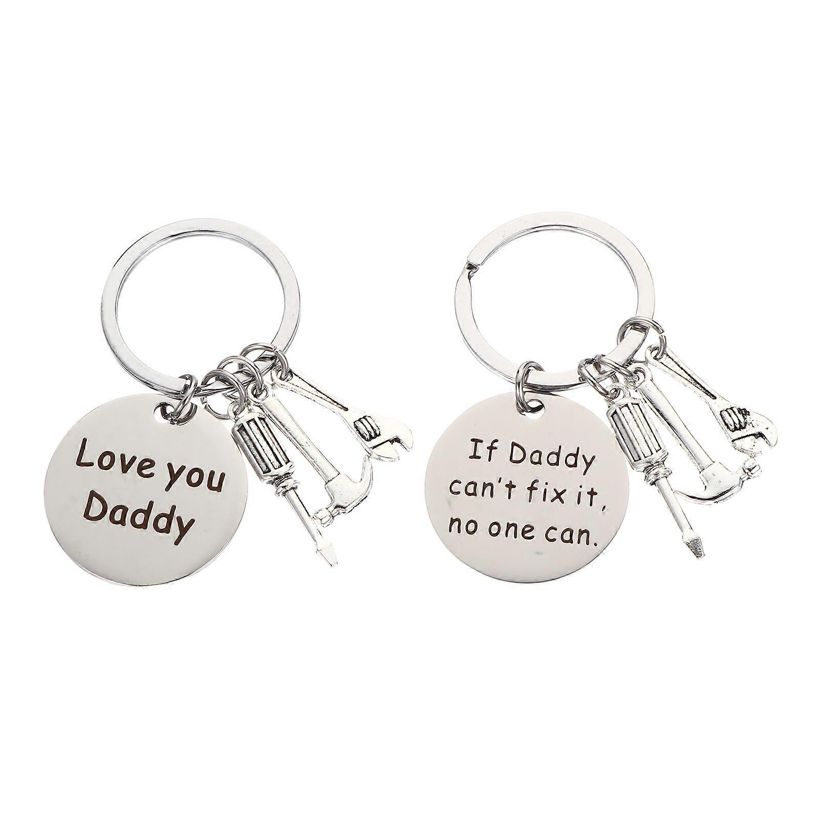 Father's Day Keychain Set Stainless Steel Key Ring Holder with Pendant for Bag Hanging Accessories