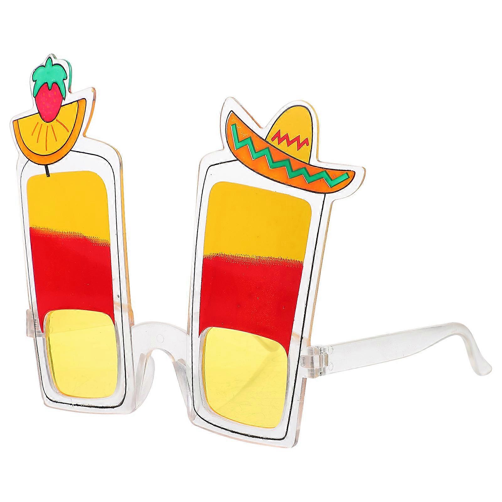 Cocktail Glass Shaped Party Glasses Creative Plastic Eyeglasses for Fun Photo Props Yellow