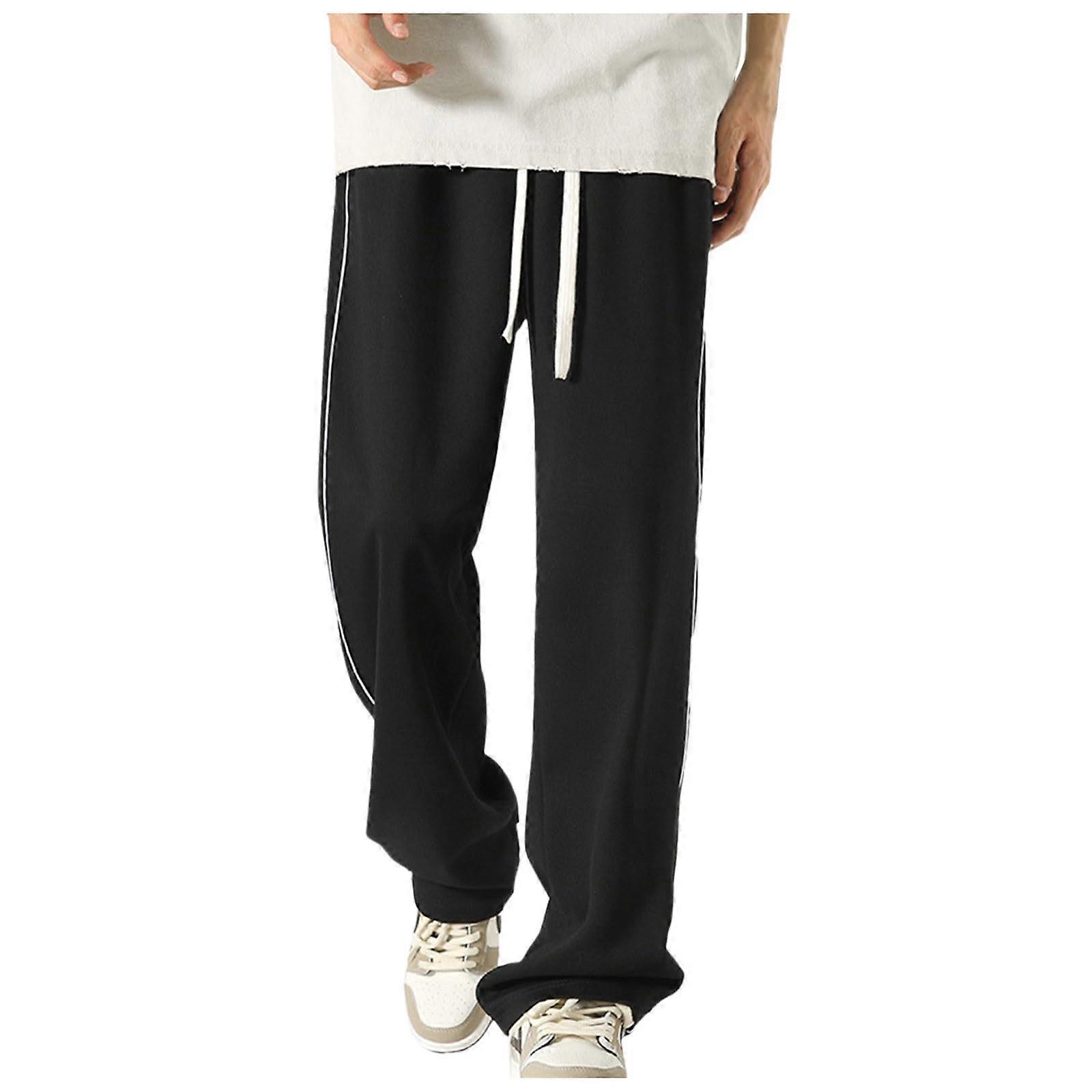 Sports Trousers Men’s Long Jogging Bottoms Black 4XL Soft Comfortable Chino Casual Elastic Waist Outdoor Sweatpants with Pockets