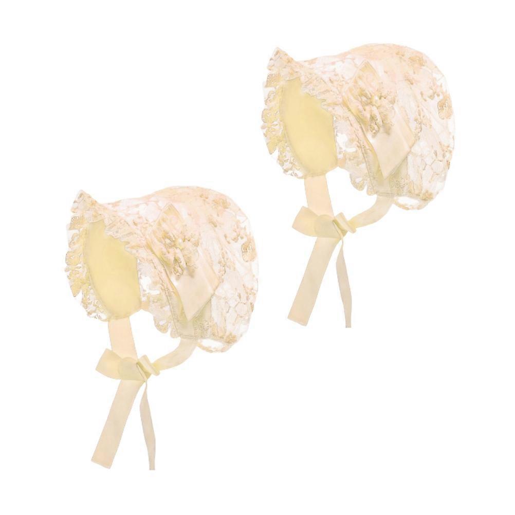 Christening Girl Hat Adorable Lace Bonnet For Baby Infant Daily Use Outing Park Camping Holidays 15x15x0.5cm 1Pcs