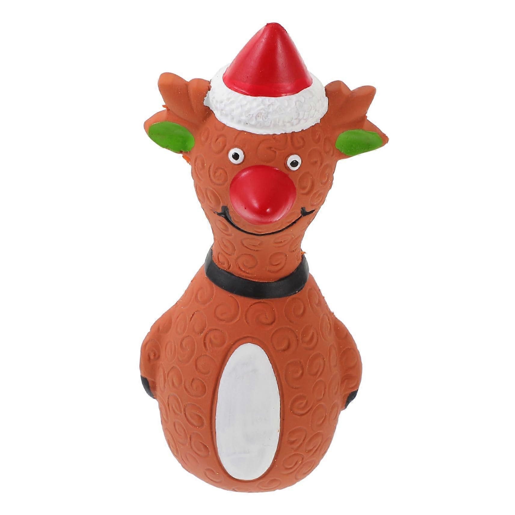 Latex Toy for Pets - Christmas Elk Chew Toy for Dogs and Puppies, Durable Pet Plaything, Soft Emulsion Material, 10-Inch Size