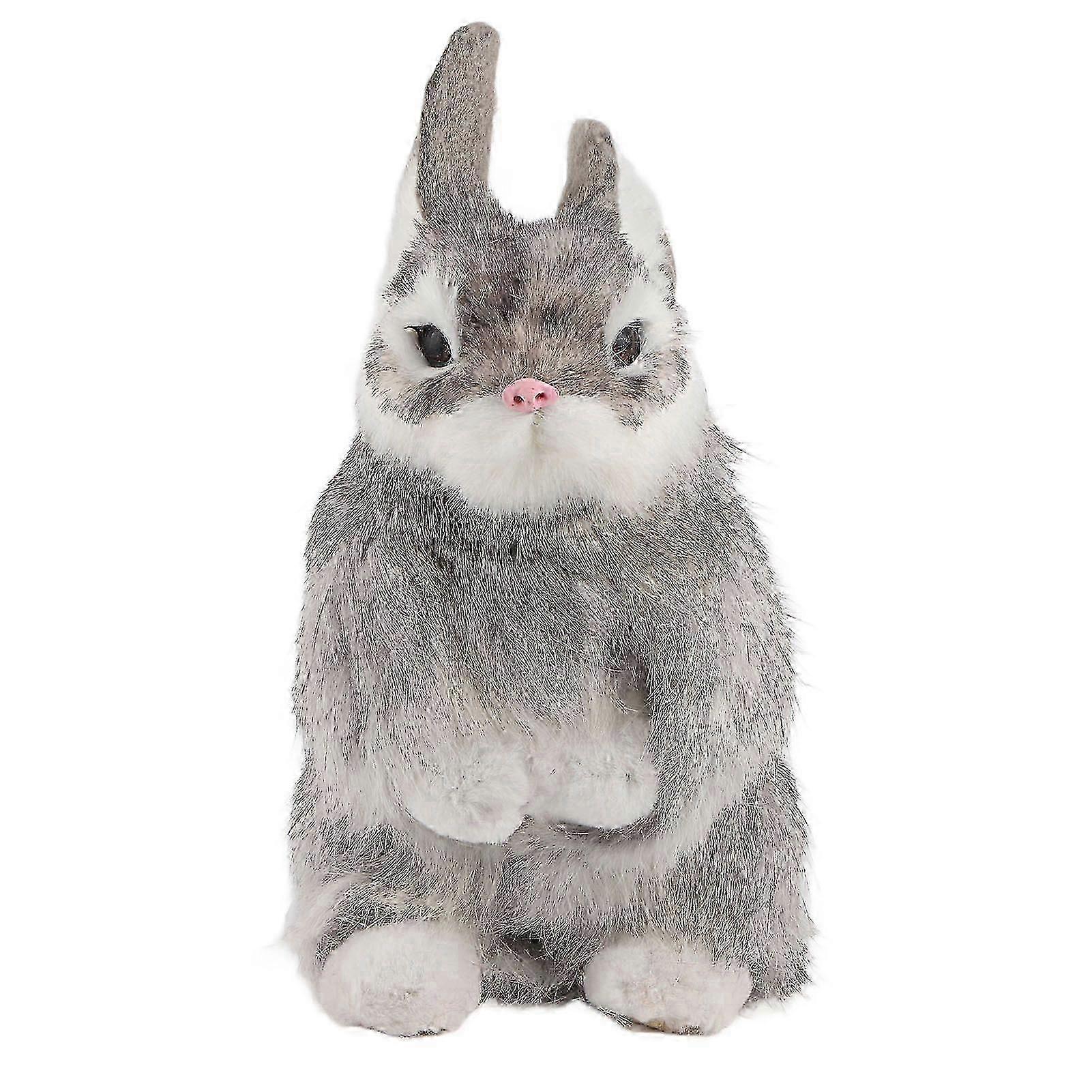 Lifelike Plush Rabbit Easter Home Ornament Simulation Toy Model Gift (Gray)