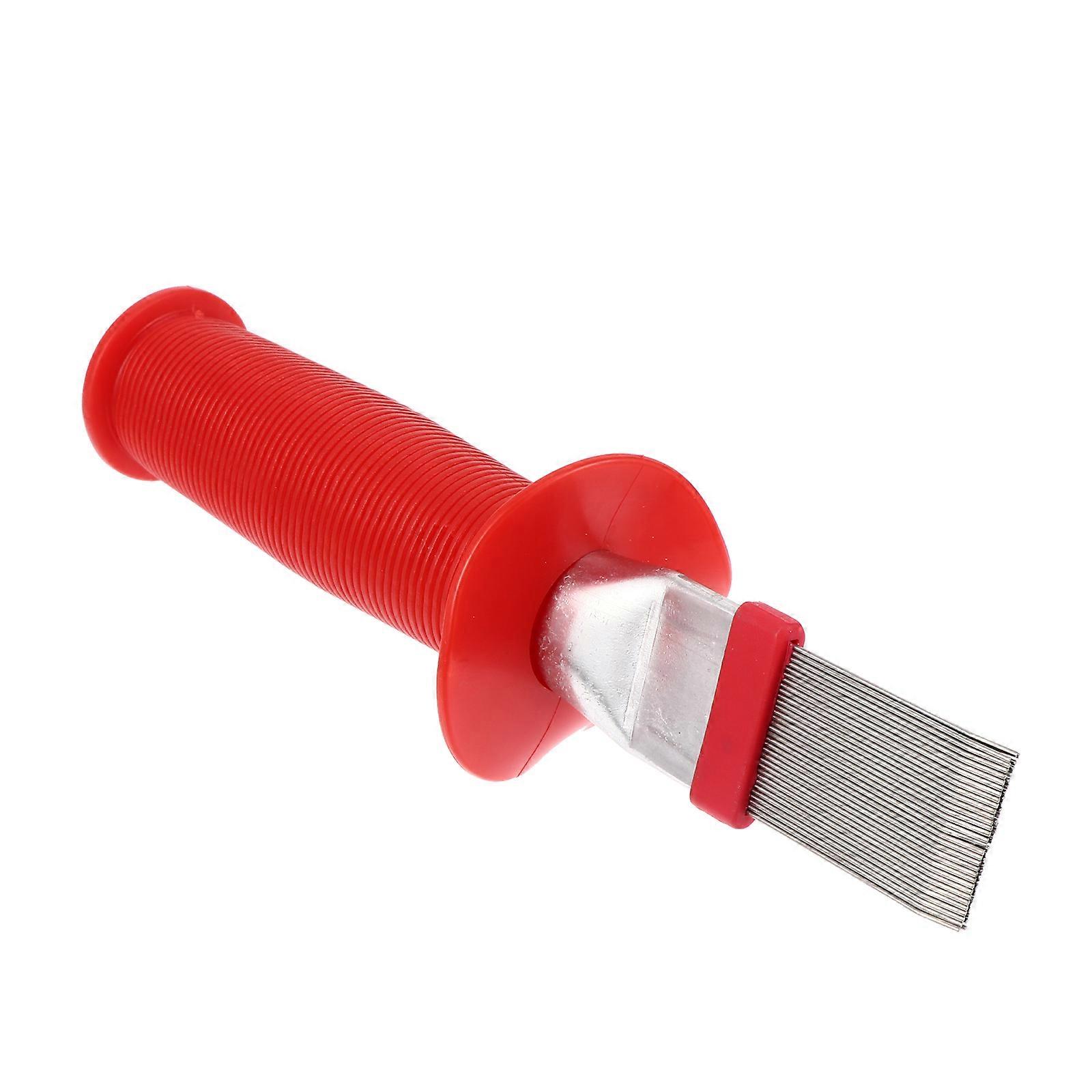Red Cleaning Brush with Stainless Steel and Plastic for Air Conditioner Fin Refrigerator Coil 1pc