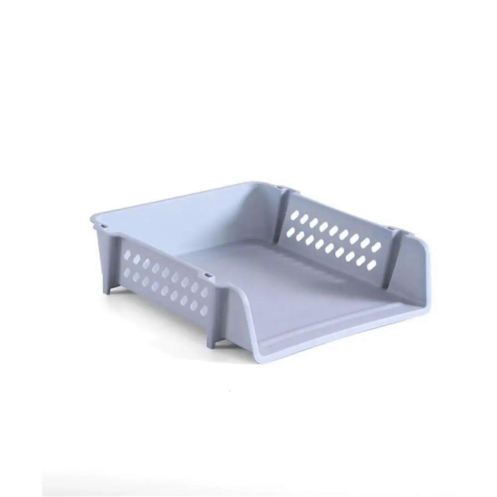File Tray Simple Desktop Organizer, Stackable File Holder, Paper Holder (Blue, Large)