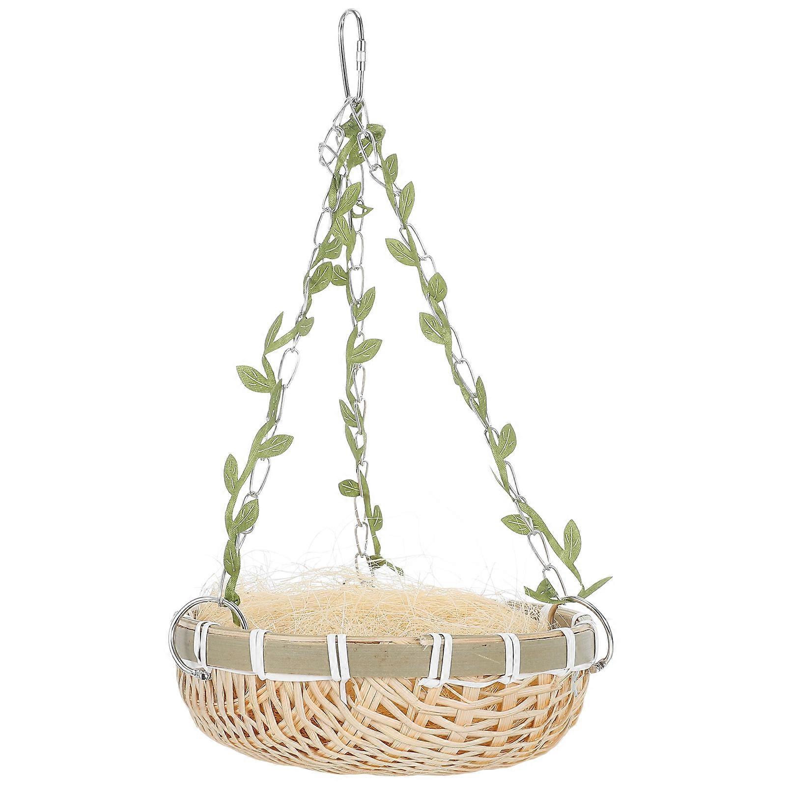 Hanging Bird Nest Woven Round Bed for Outdoor Use Suitable for Parrot with Metal Material 1Set