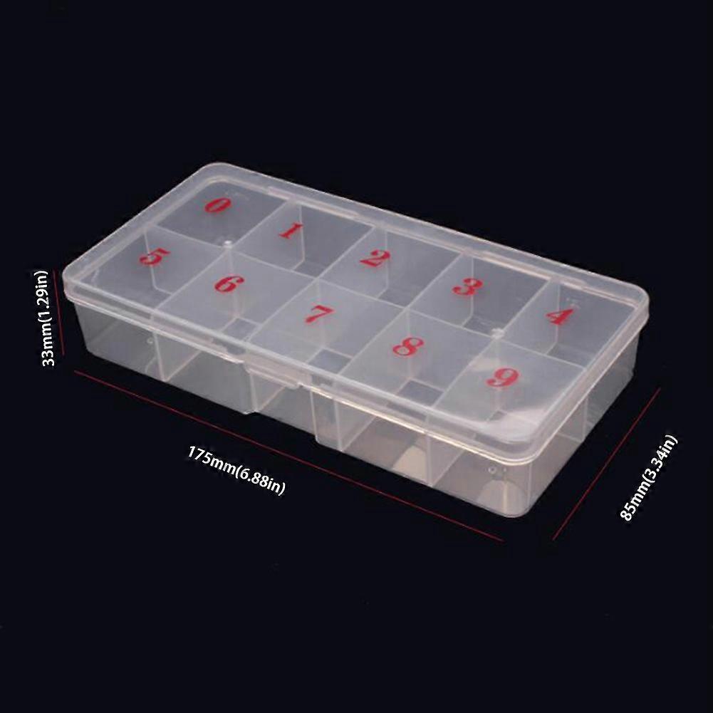 Plastic False Nail Tips Storage Box Case 10 Cells Compartments False Nail Art Tips Box