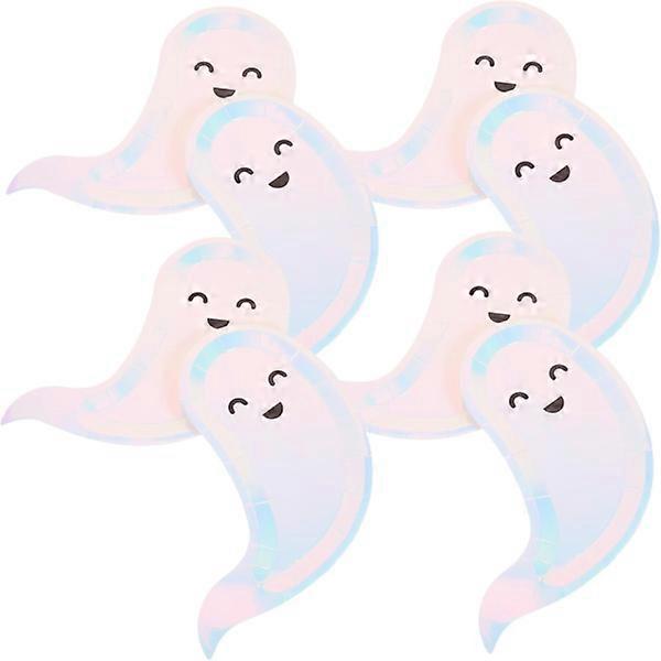 8pcs Halloween ghost shape paper plates theme decor.
