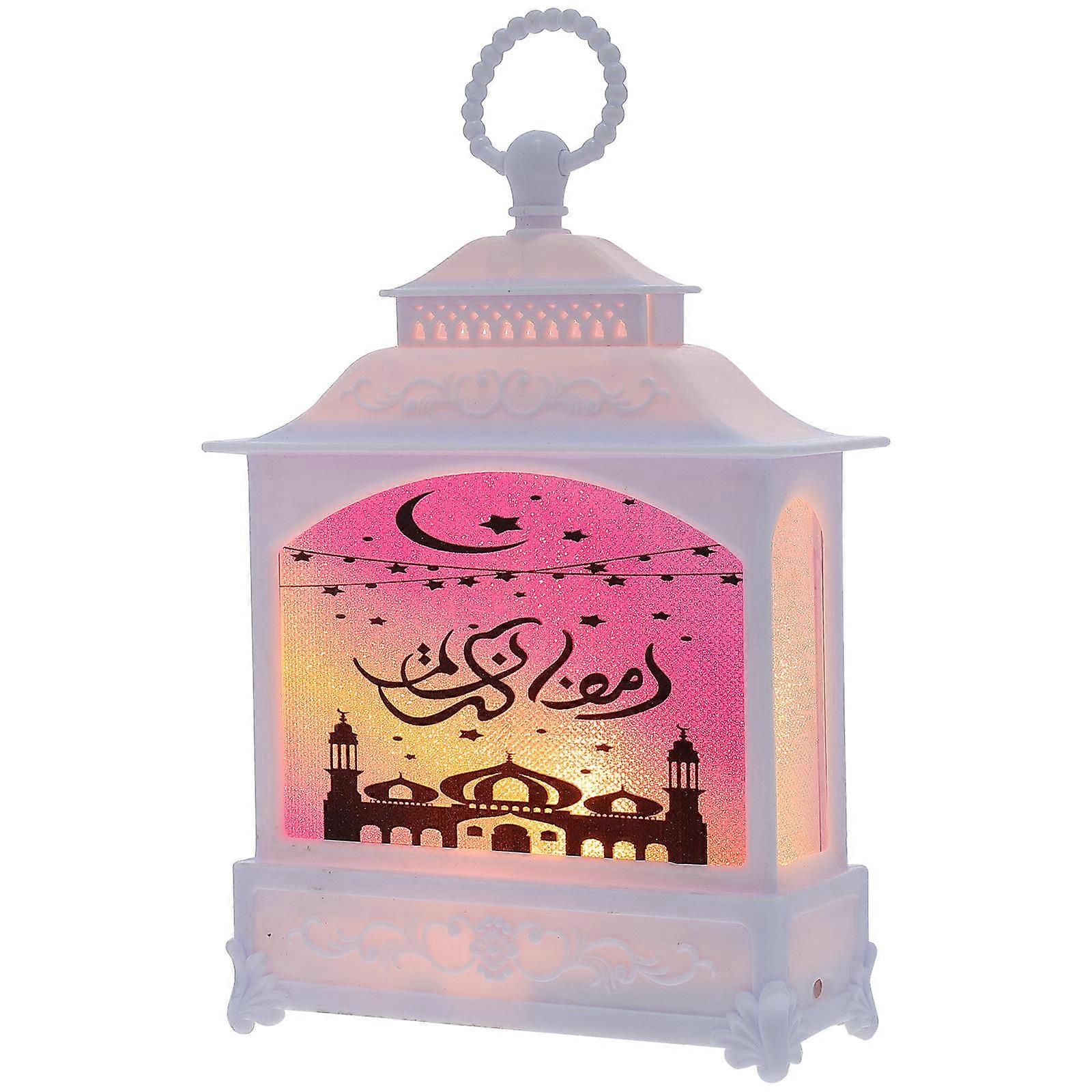 Eid Mubarak Led Lantern Plastic Material Creative Table Lantern For Light Decor 1Set