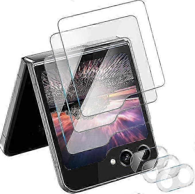 for Samsung Z Flip 5 Screen Protector, [6 in 1] 3 Pack Back Screen Protector + 3 Pack Camera Protector, HD Clear Anti-Scratch Tempered Glass