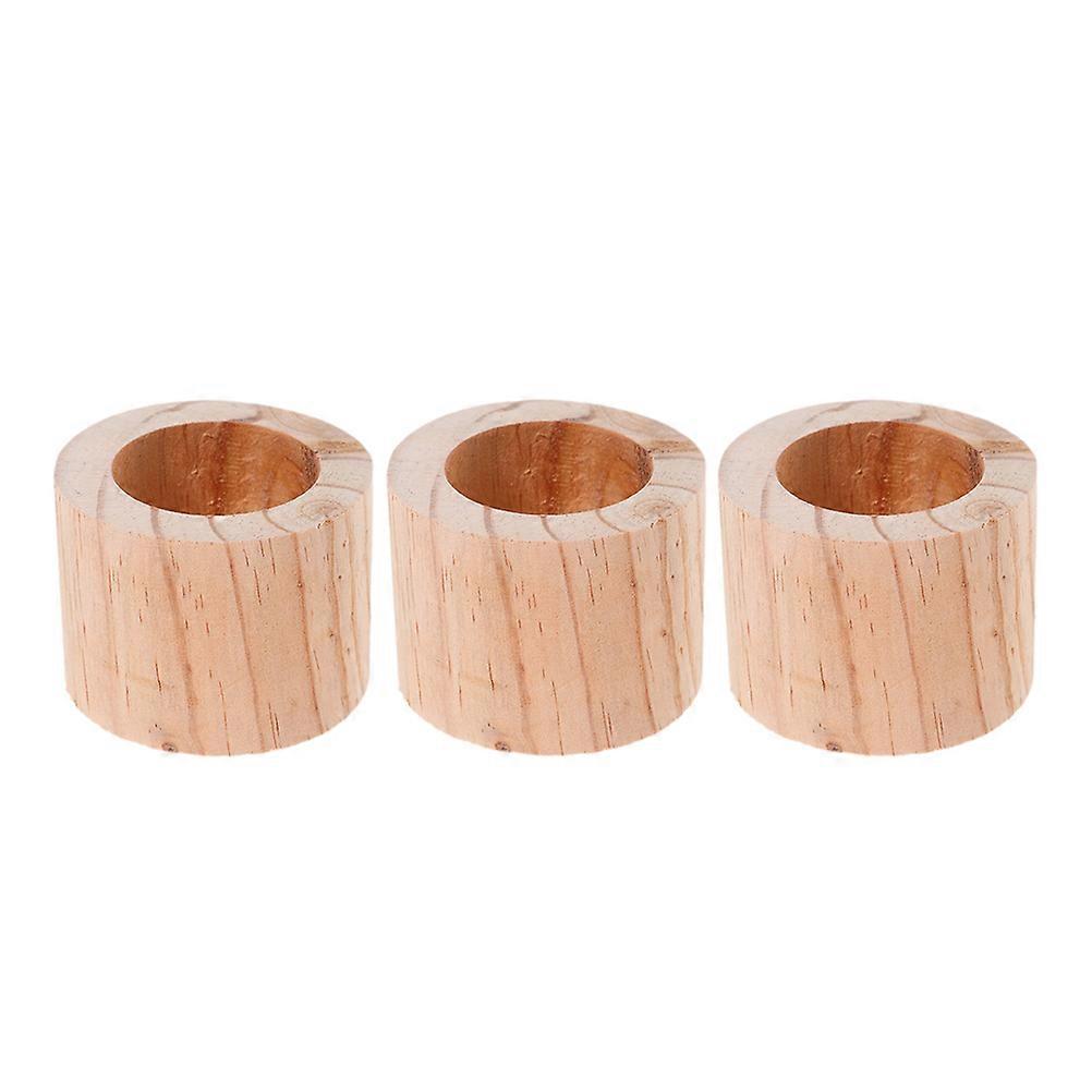 3pcs Wooden Flower Pots with Rustic Bark Design for Succulents, Cactus & Decorative Use – Compact Planter Buckets for Small Spaces
