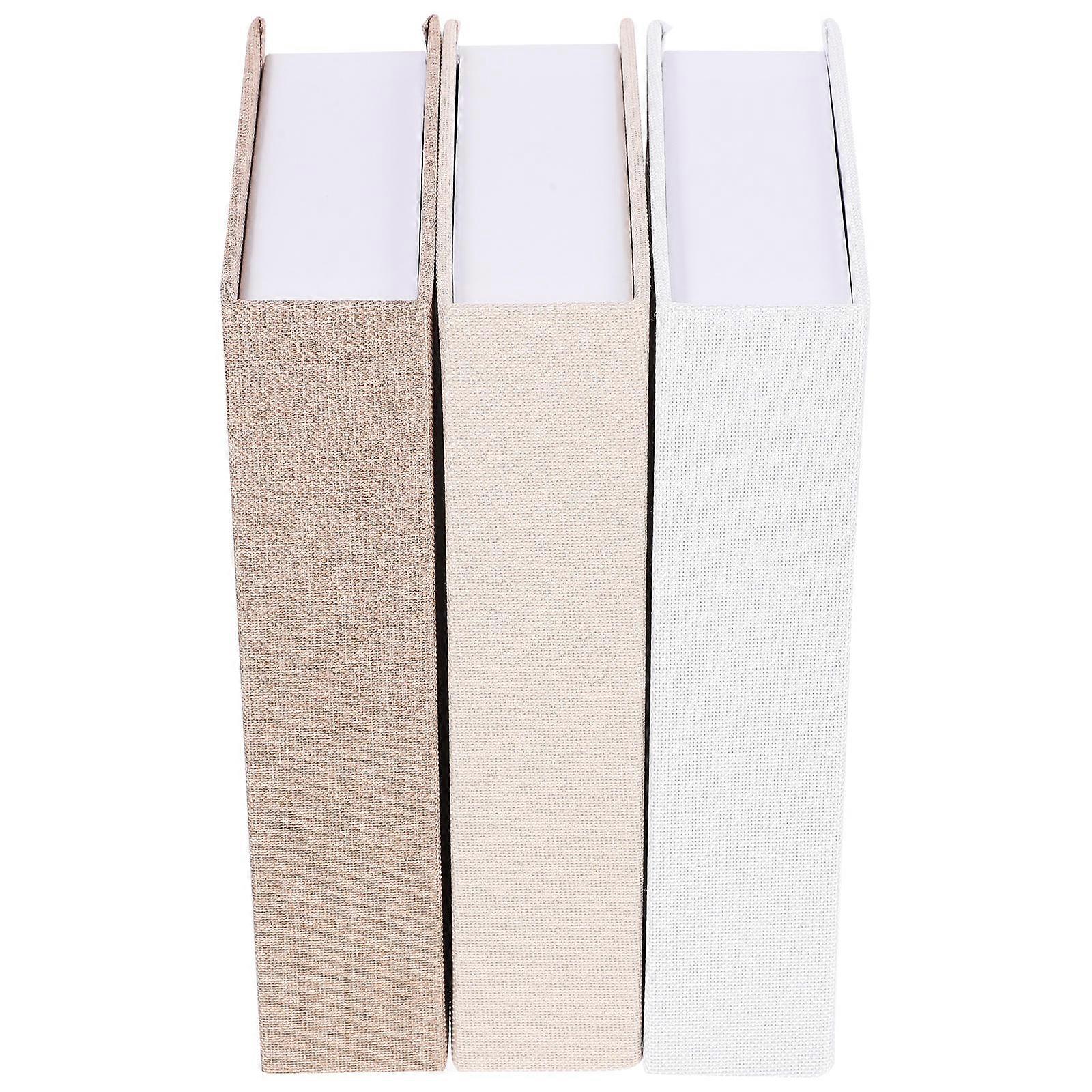 3pcs Linen Faux Book Decor, Realistic Book Shape Storage Boxes for Bookshelf, Office & Home Decoration, Indoor Styling & Organization