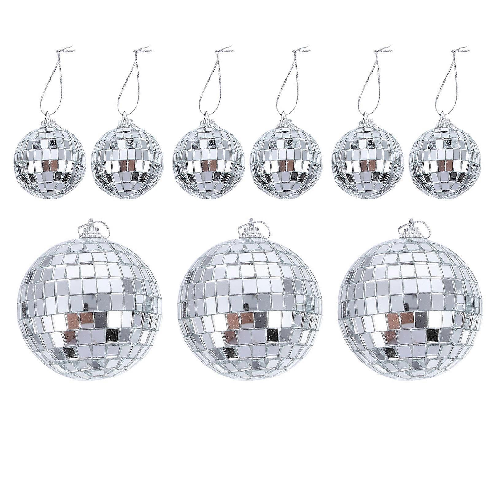 Decorative Disco Balls Christmas Tree Ornaments Hanging Decoration For Parties Silver Glass 8X8X8cm 24Pcs