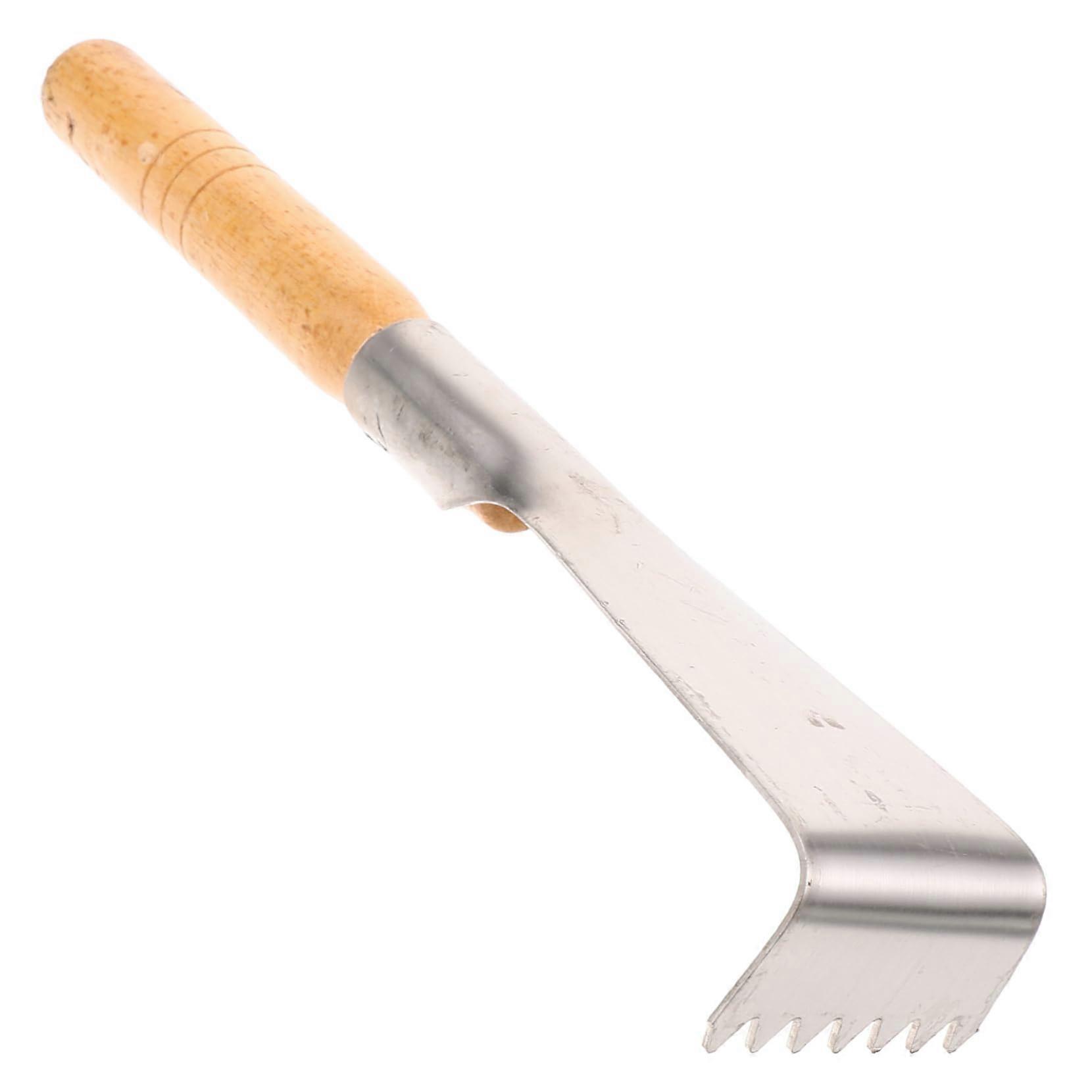 Wooden handle hand trowel for gardening, weeding and planting, ergonomic for transplanting.