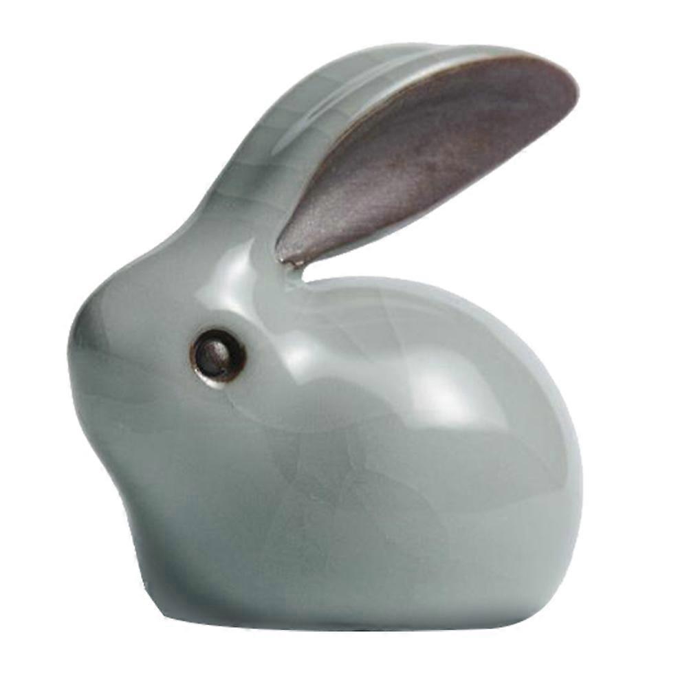 Ceramic Rabbit Dark Grey 1Pcs Realistic- Rabbit Decor for Home Decoration