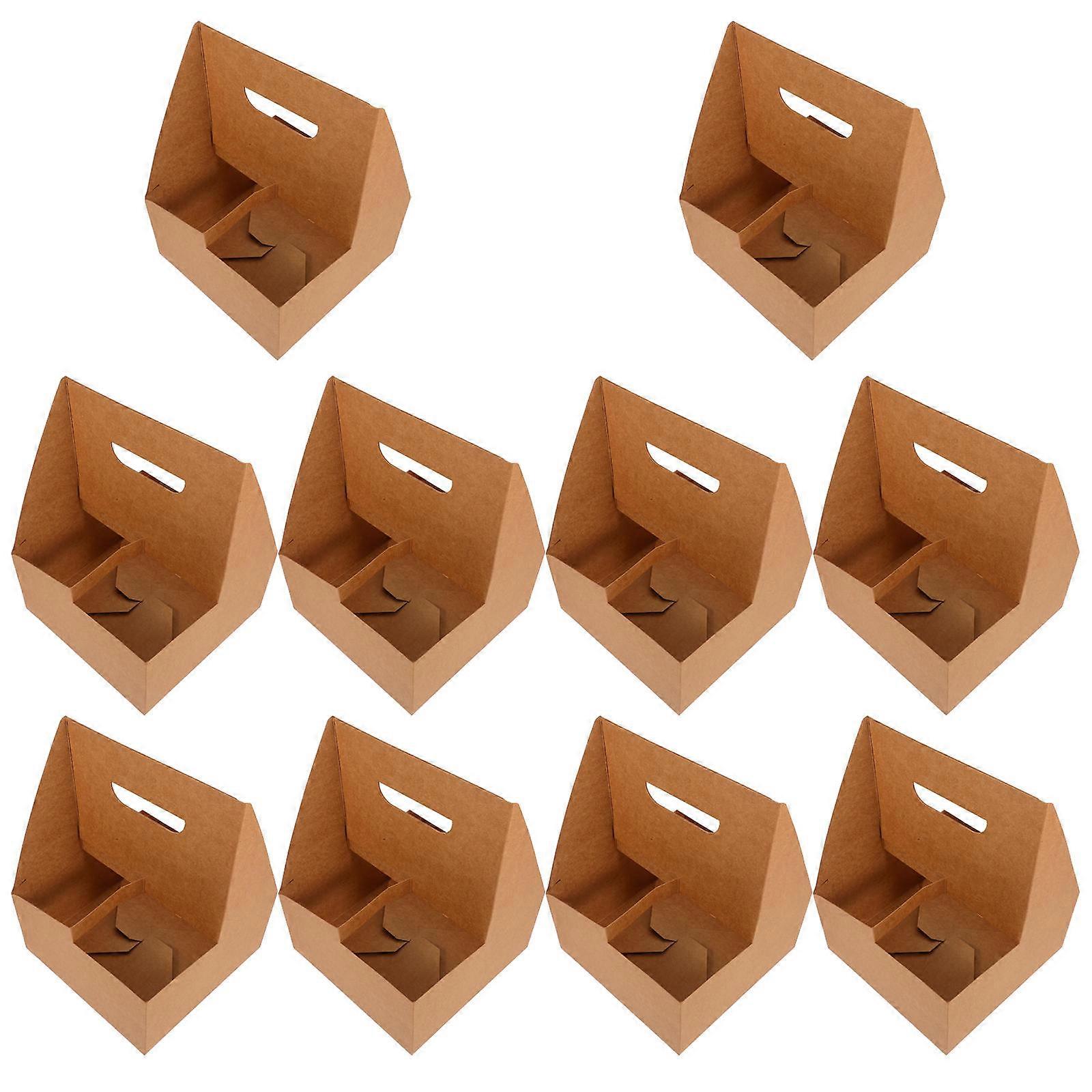 10pcs Kraft Paper Cup Holder Slots, Sturdy Carrier for Coffee Drinks and Takeaway, Lightweight Design for Efficient Transport
