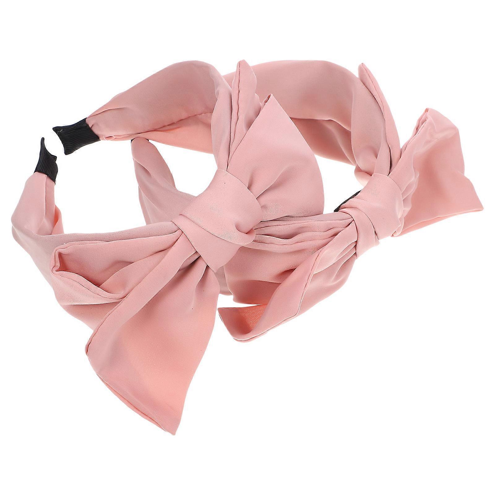 Chic Bow Headband for Women Pink Lightweight and Comfortable Polyester Spandex One Size