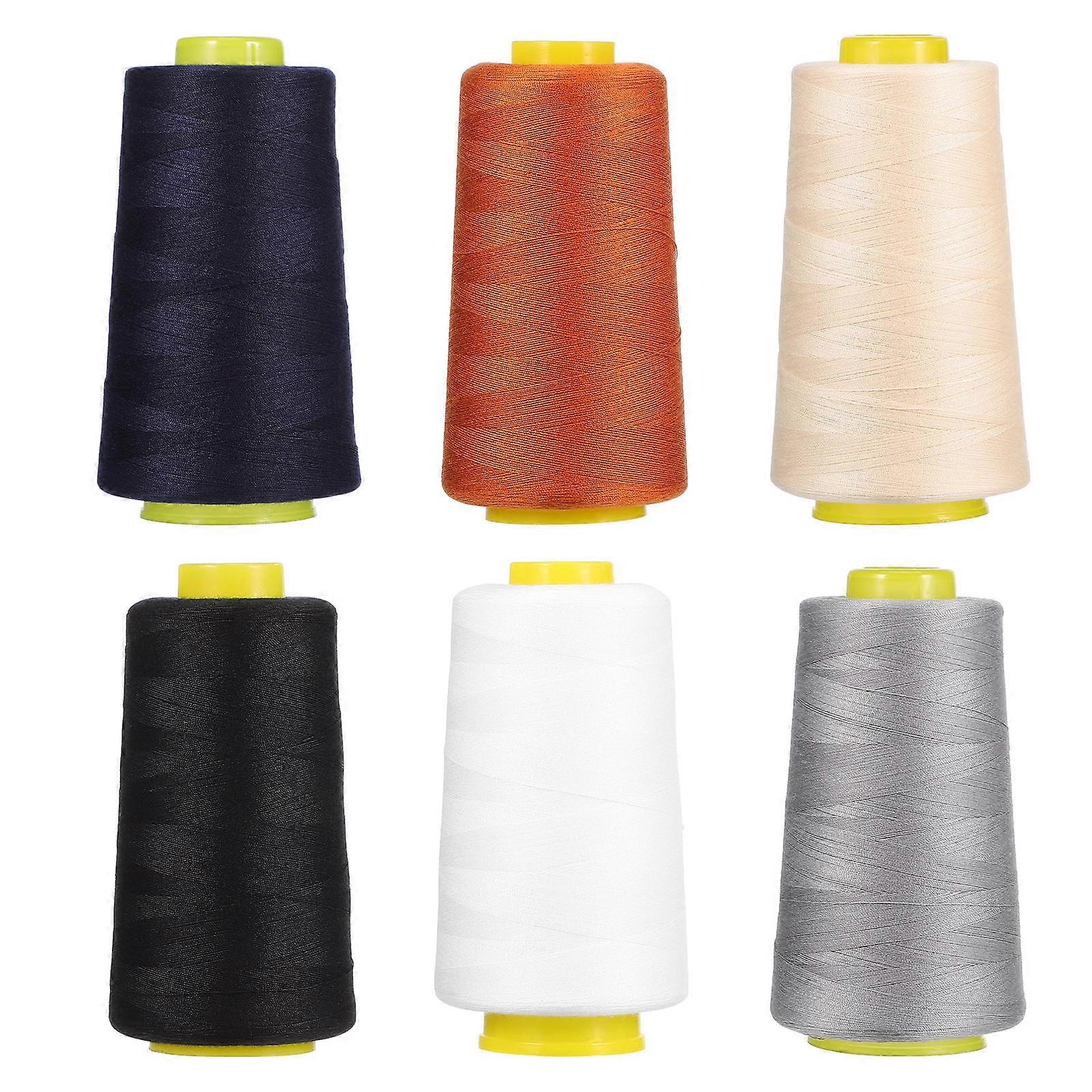 Multi Colored Polyester Sewing Thread for Sewing Use with Durable Material and Colorfast Integrity 3000 Yards 6pcs