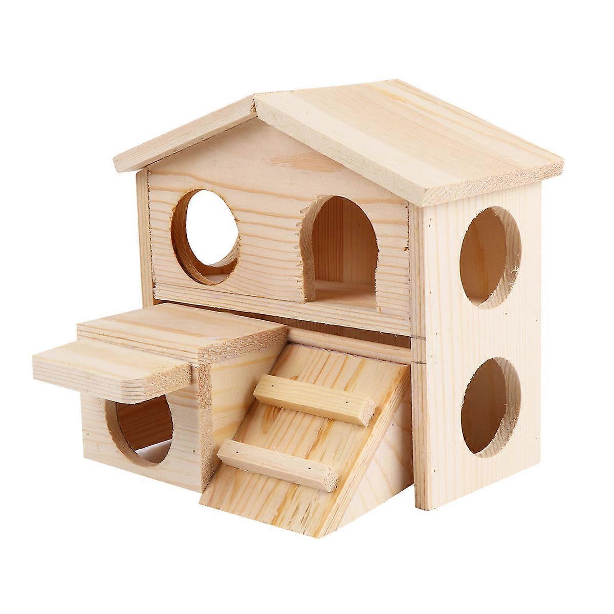 Wooden Hamster House with Slope Ladder for Hamster Use Made of Synthetic Material Light Brown Color