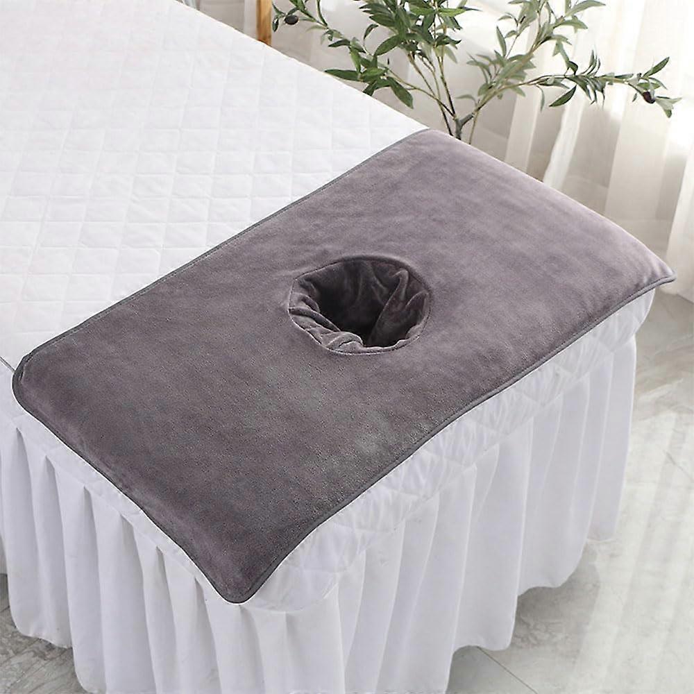 Massage Table Sheets with Face Hole  Set of 2 Towels, Breathable Soft Microfibre (40x80cm, Dark Grey)