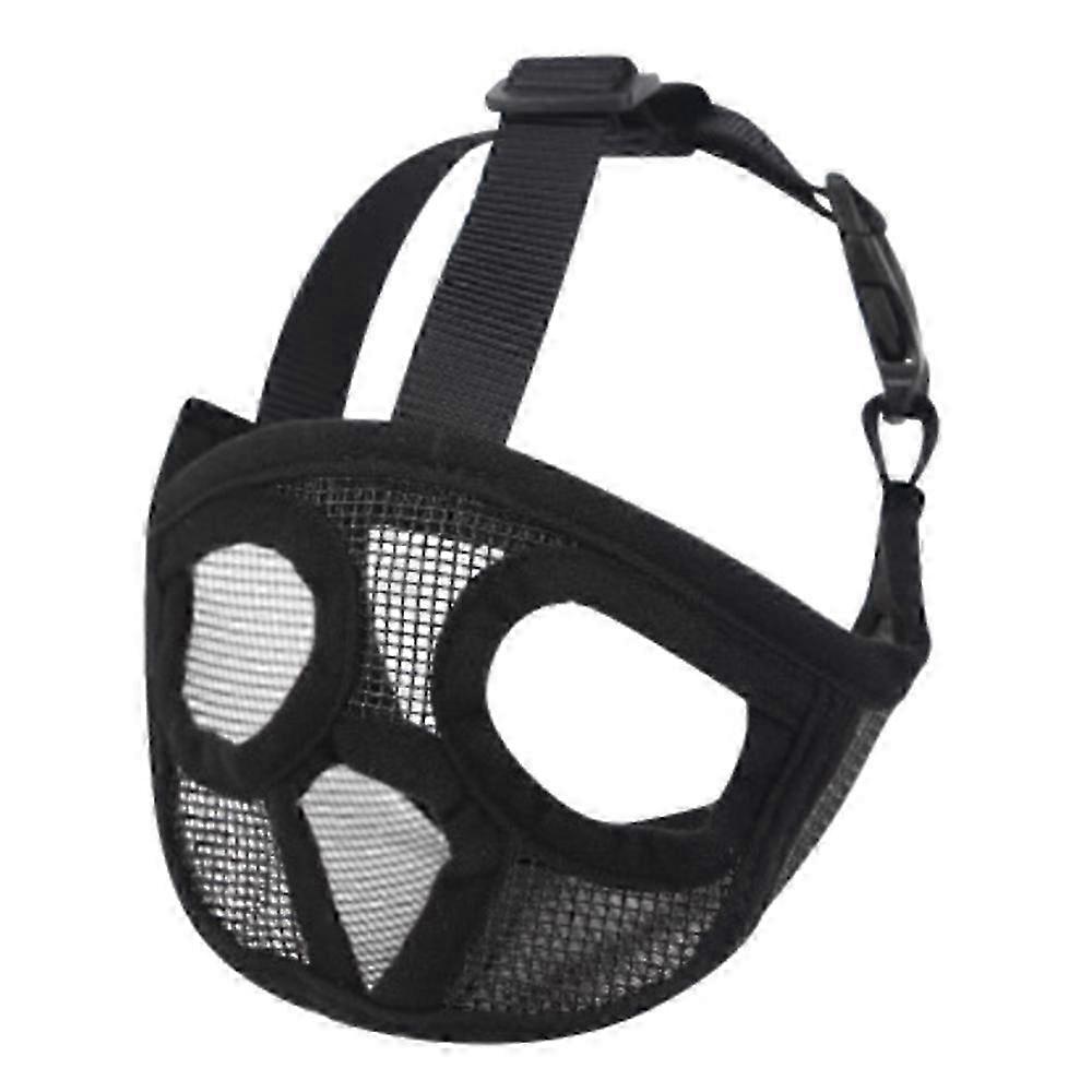 Adjustable Black Mesh Muzzle for Short Snout Dogs - XS Size, Prevents Biting & Chewing - Comfortable & Breathable Design