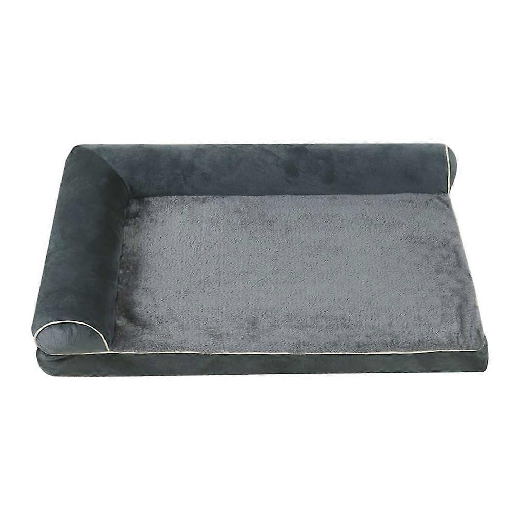 Comfortable dog couch bed with ovalshaped foam, doublesided cushion, removable, nonslip, for winter, S dark gray