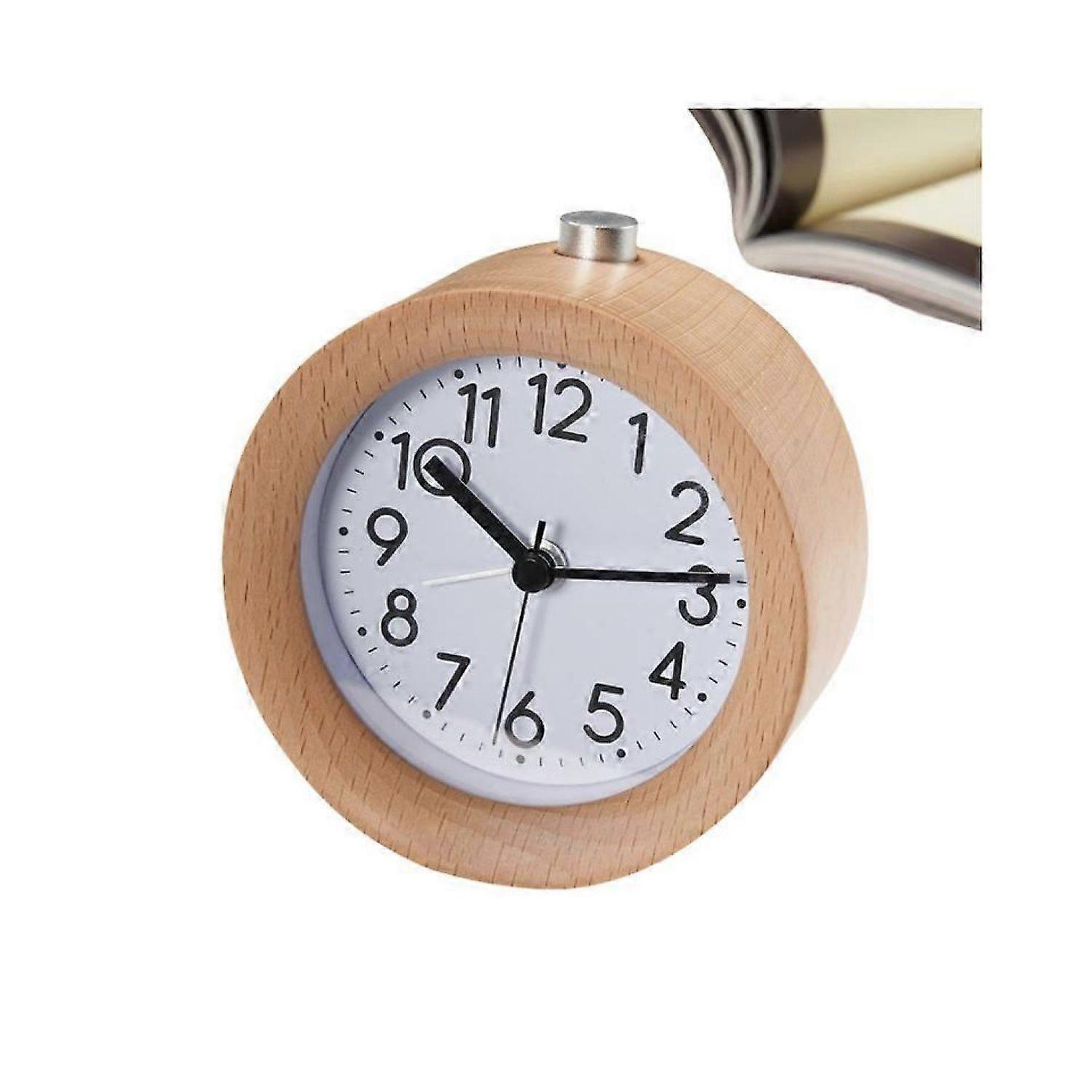 Alarm Clock Analogue Without Ticking, Alarm Clock Wood With Snooze, Retro Alarm Clock Table Clock With Night Light, Alarm Clock Without Radiation Batt