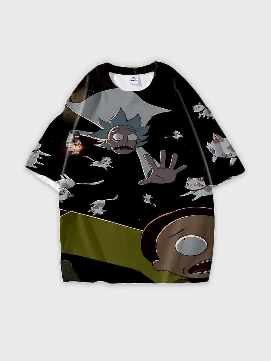 T-shirt round neck Animation Character Pattern loose short sleeve E2382