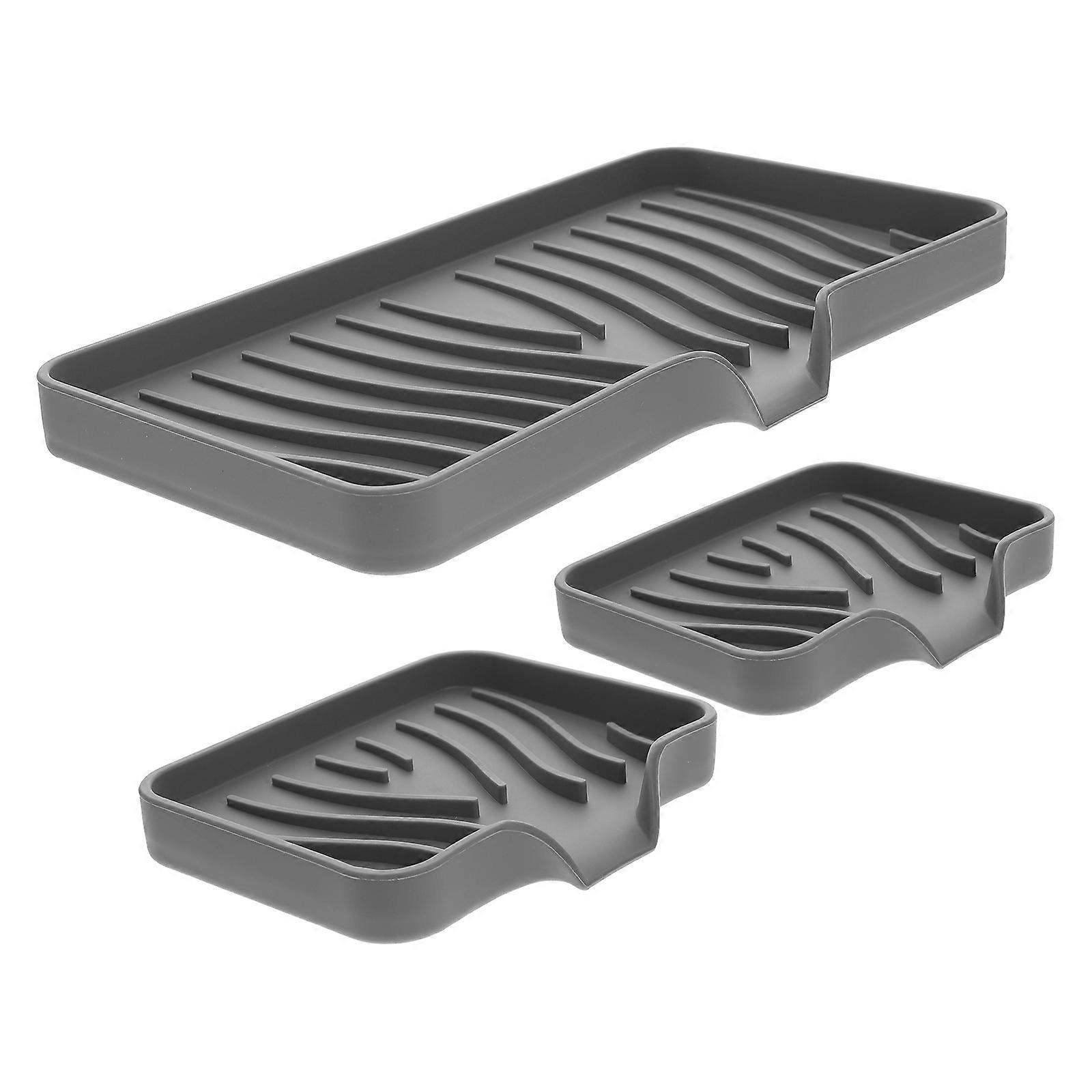 Silicone Soap Holder Self Draining for Bathroom with Anti Slip Design Grey Compact Size