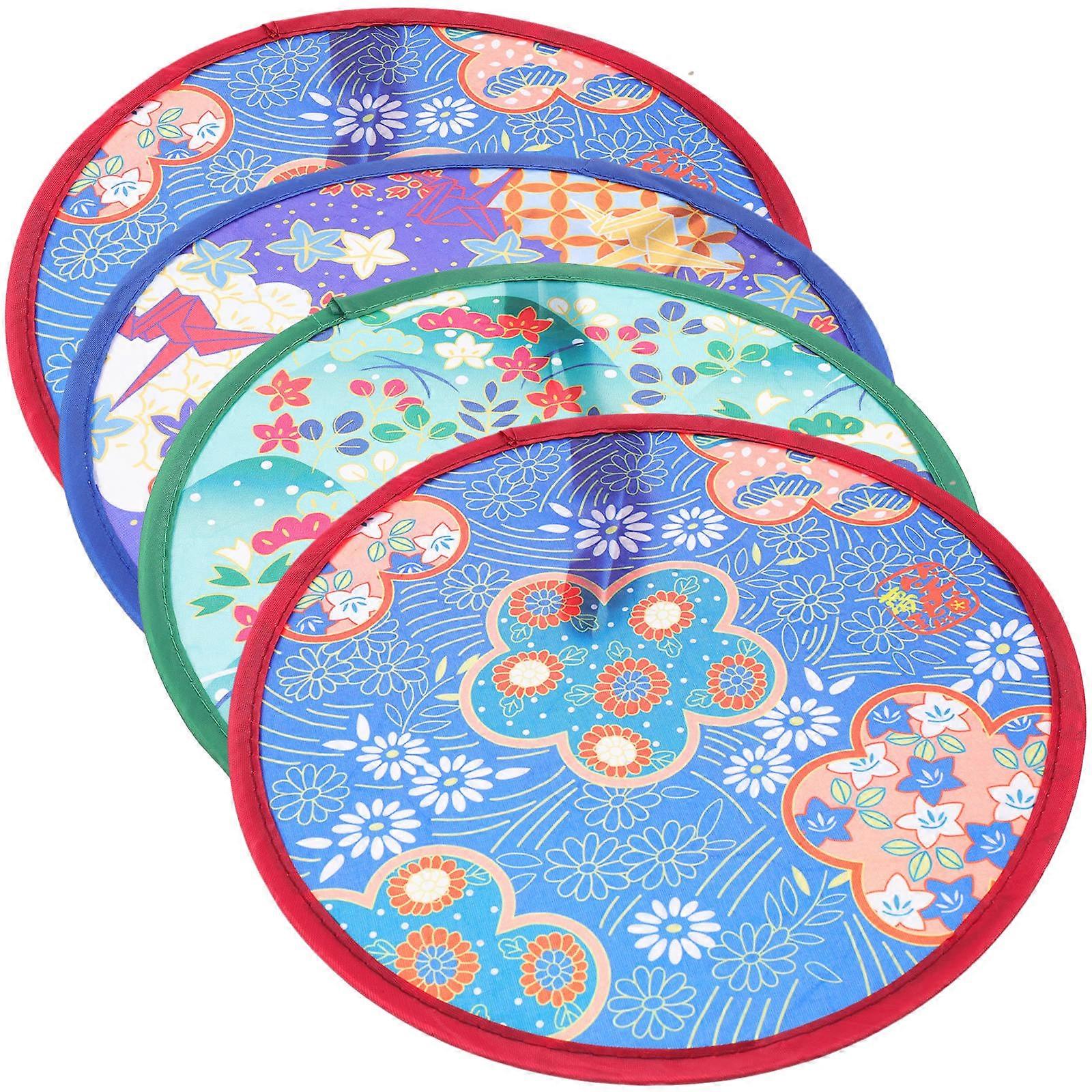 Portable Folding Round Hand Fan 4Pcs Traditional Design Suitable For Performance And Photography With Unique Antique Style