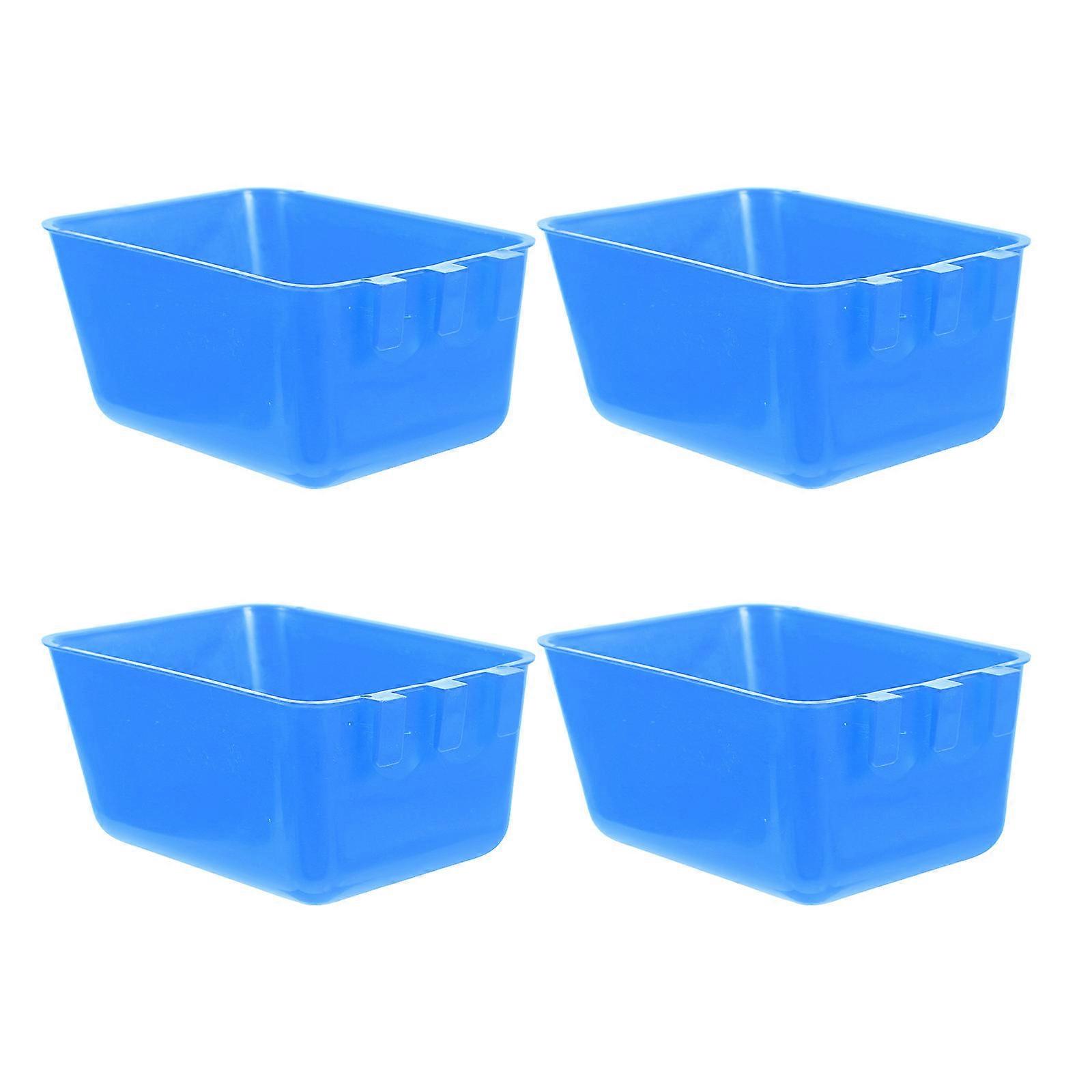 Durable PE Pet Bowls for Cage with Hanging Design Blue Color Suitable for Birds Rabbits and Small Animals 4pcs