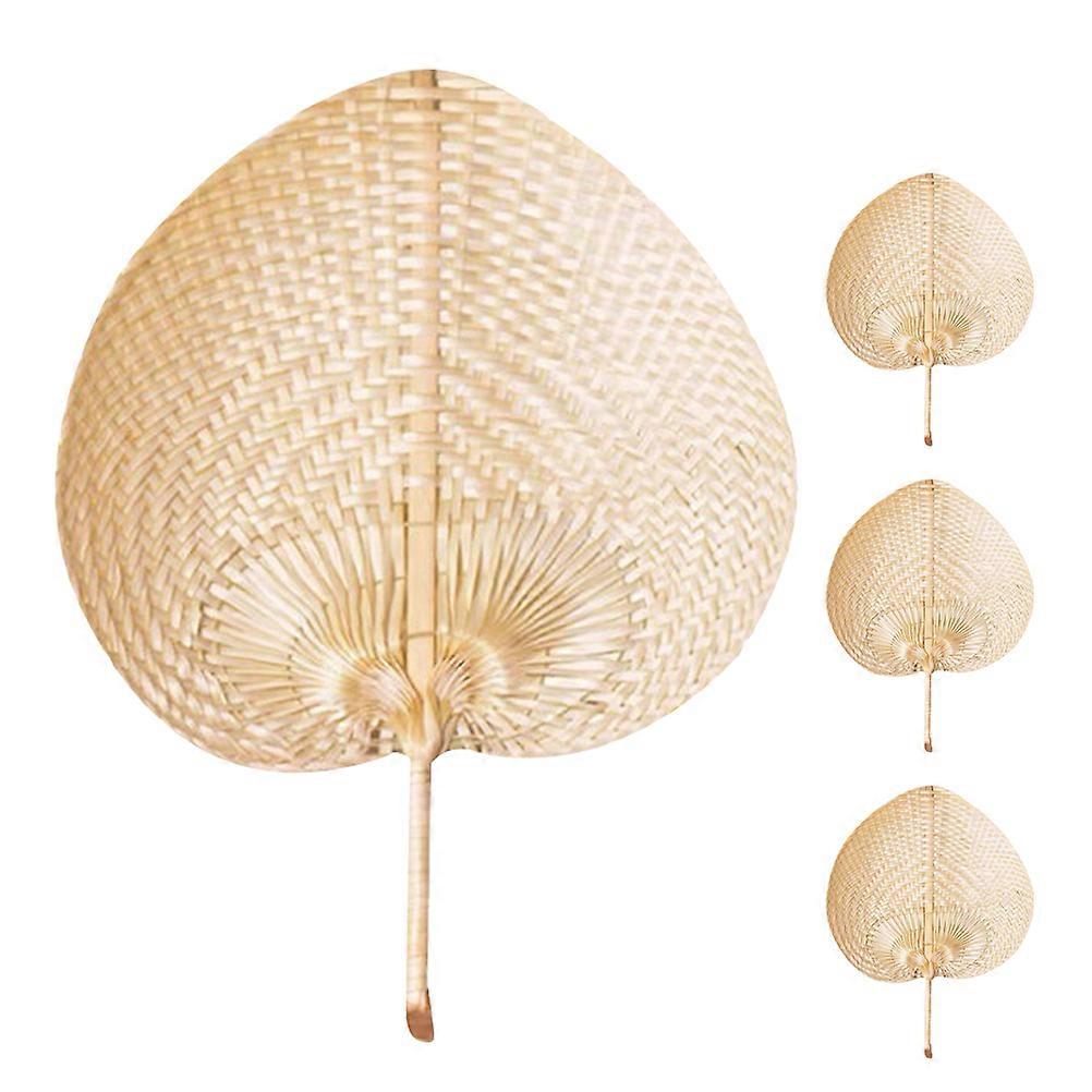 4pcs Handwoven Bamboo Fans – Lightweight, Portable Cooling & Decorative Use for Home, Office, Dance, and Outdoor Activities