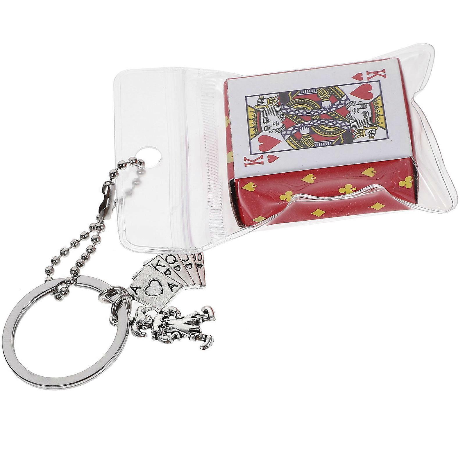 Durable Multi Colored Poker Card Clown Keychain Decorative Bag Charm for Home and Car Keys