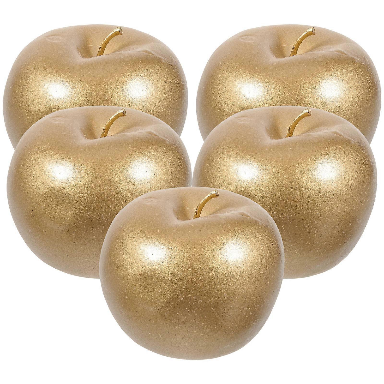Golden Artificial for Decoration Lifelike Fruit Decor Kitchen Table Centerpieces 5 Pieces