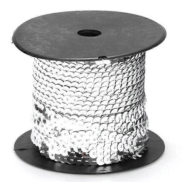 100 yards sequin string 6mm decorative accessory for fabric shoe Plastic resin sequin line Silver 100 yard/roll