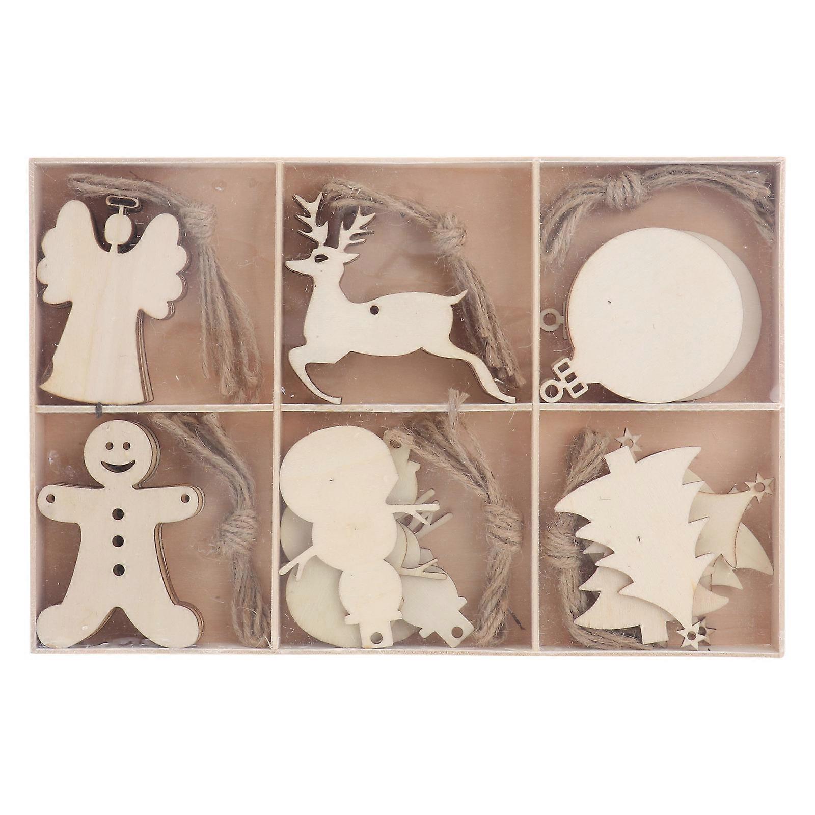 Natural Wood Slices Ornaments Christmas Tree Ornament Art And Craft Projects Embellishments 30Pcs