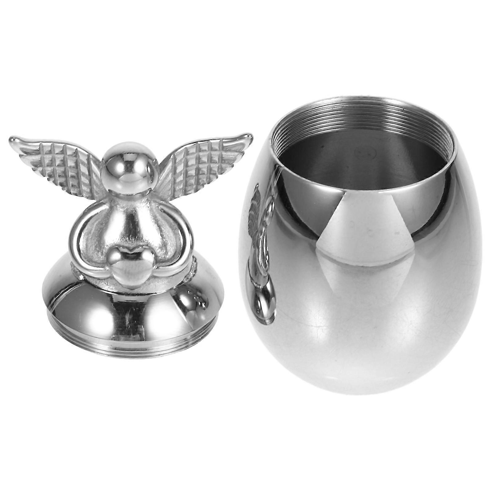 Pet Metal Urn Small Pet Ashes Keepsake Jar Angel Shape Storage 1Pcs