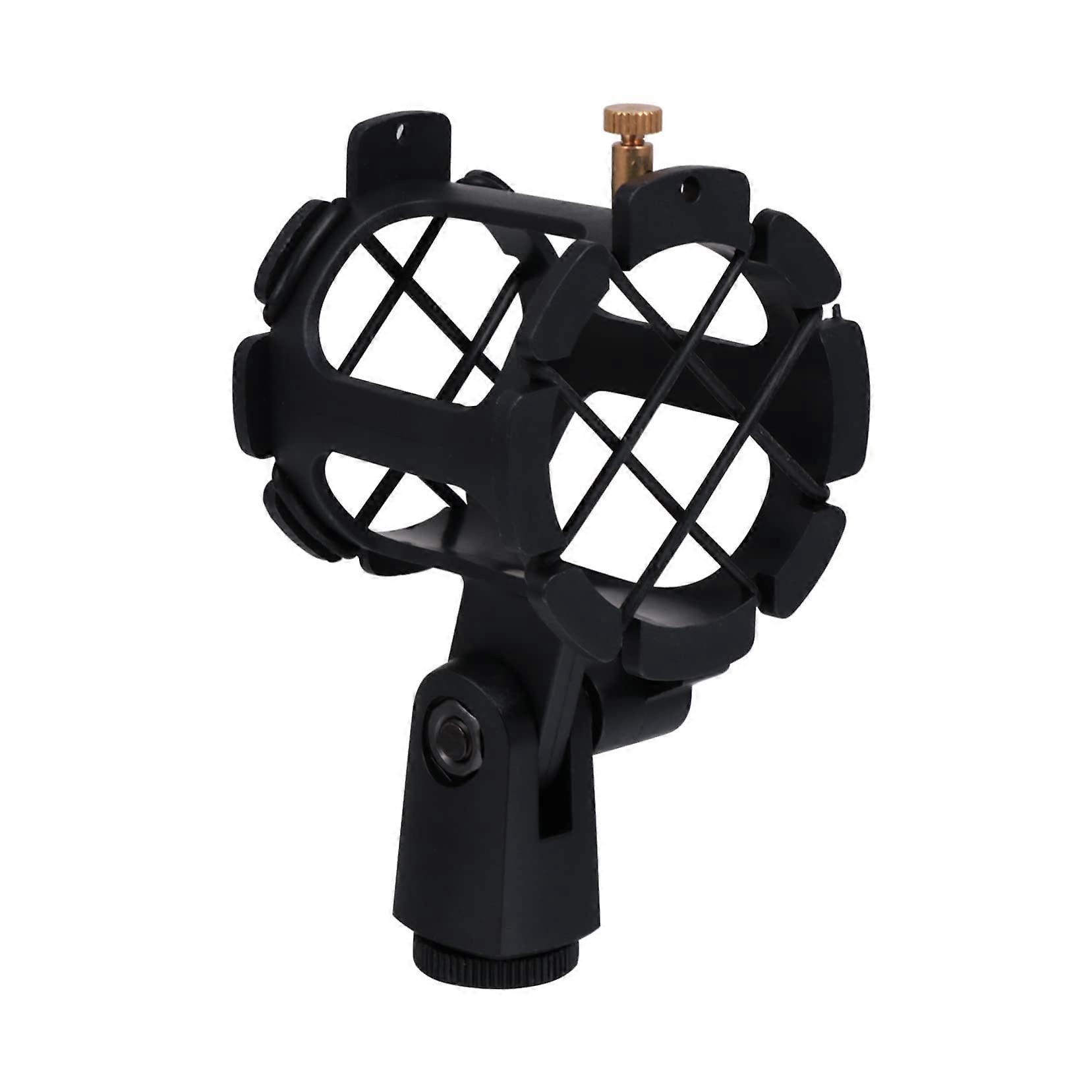 Microphone stand with antivibration, lightweight, adjustable knob, isolates noise.