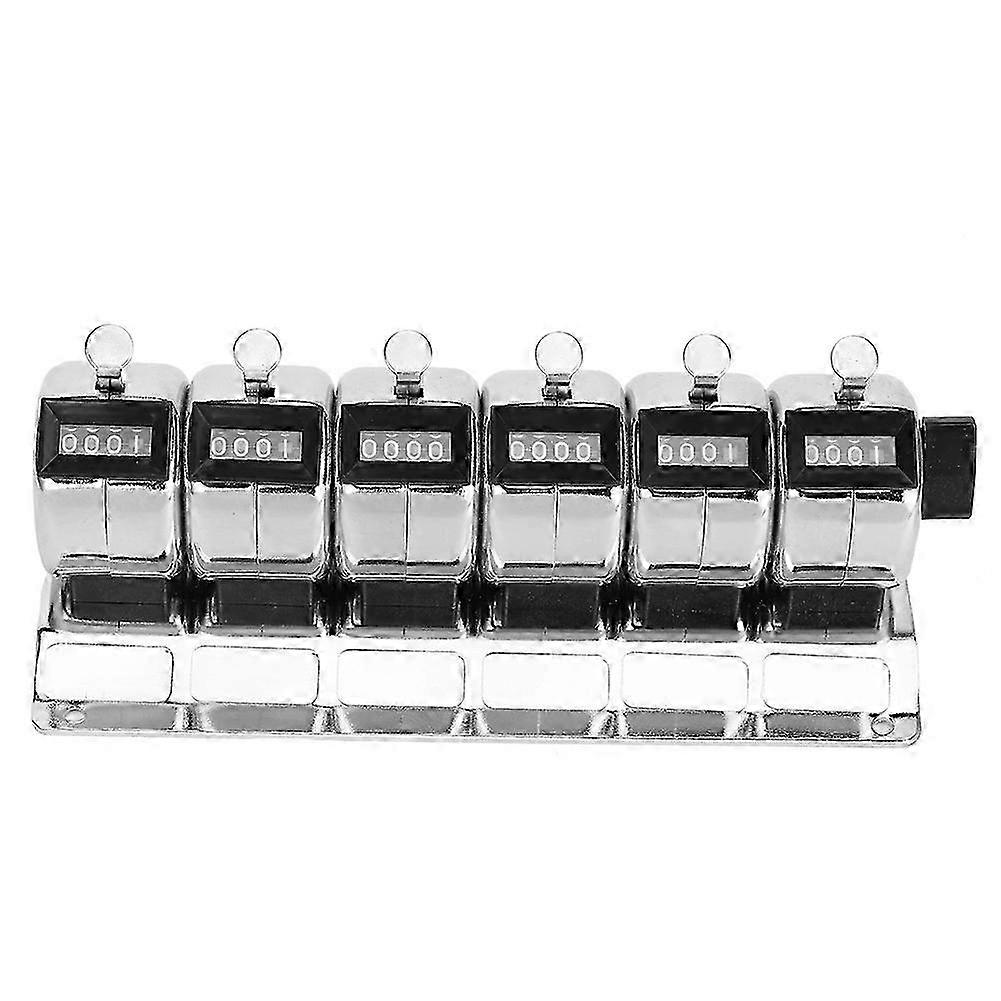 2025 Mechanical Counter Metal Manual Clicker 4&#8209;Digit Conjoined 6 Units Stainless Steel Tally