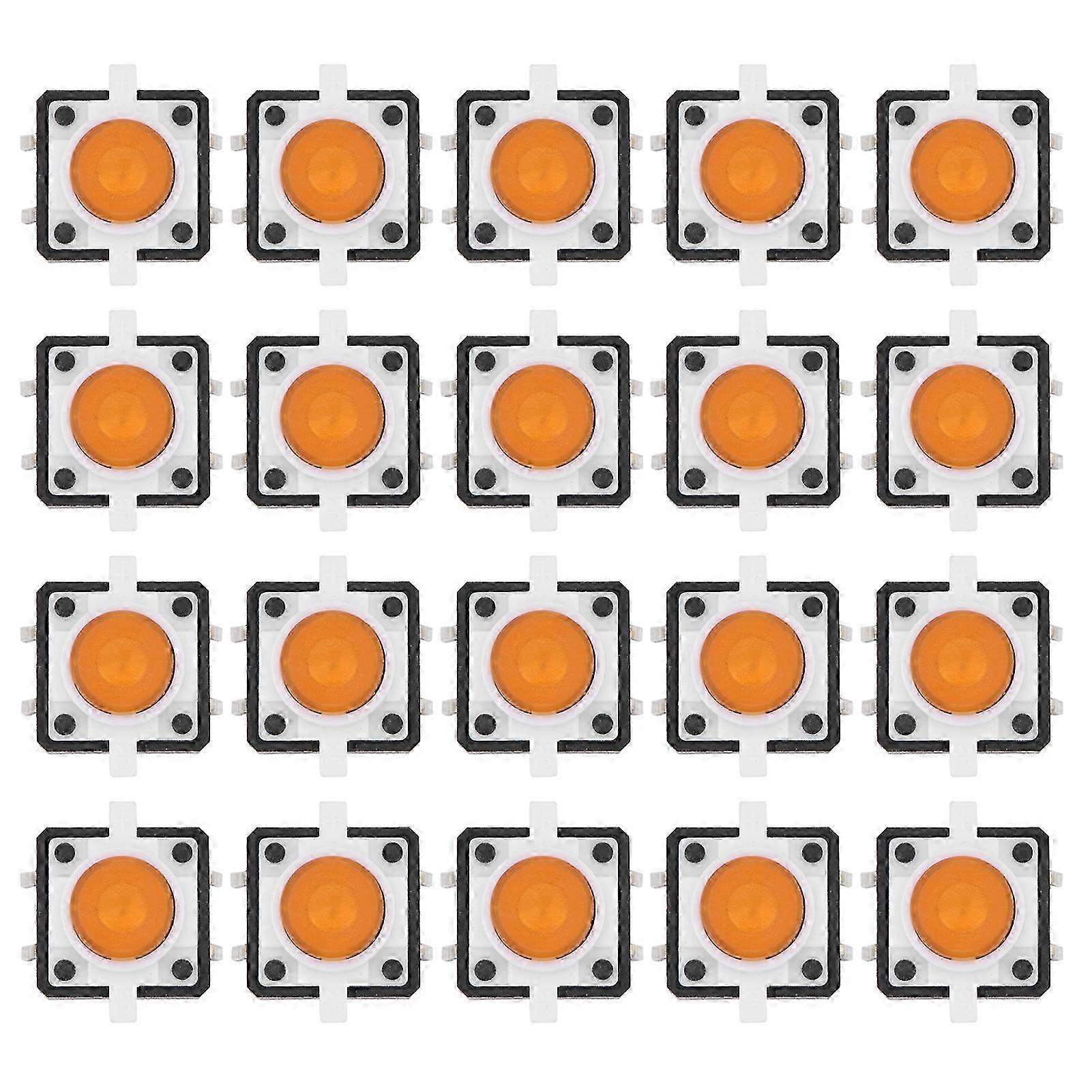 20PCS 12x12x7.3mm LED Momentary Tactile Push Button Switch for Certain Brands Yellow