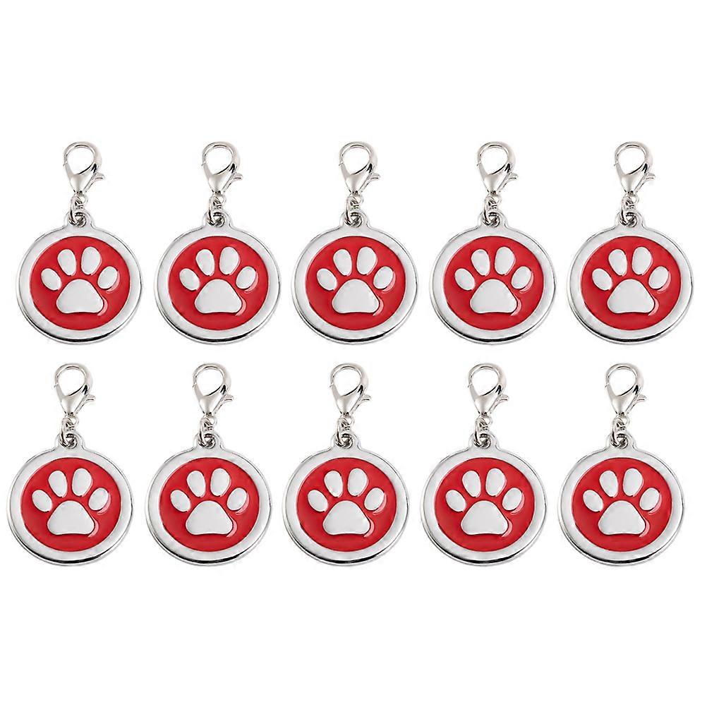 Red Zinc Alloy Dog ID Tag with Cute Footprint Design for Pet Use, AntiRust and Scratch Resistant, 2.5x0.2cm
