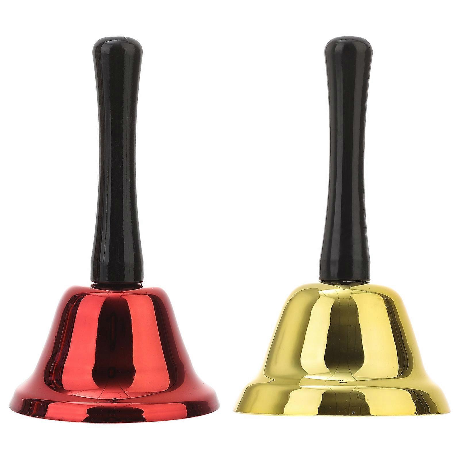Handheld Metal Ring Bells Gold Red Christmas Decorations Lightweight Ergonomic Grip for Hotel Festival Party Use