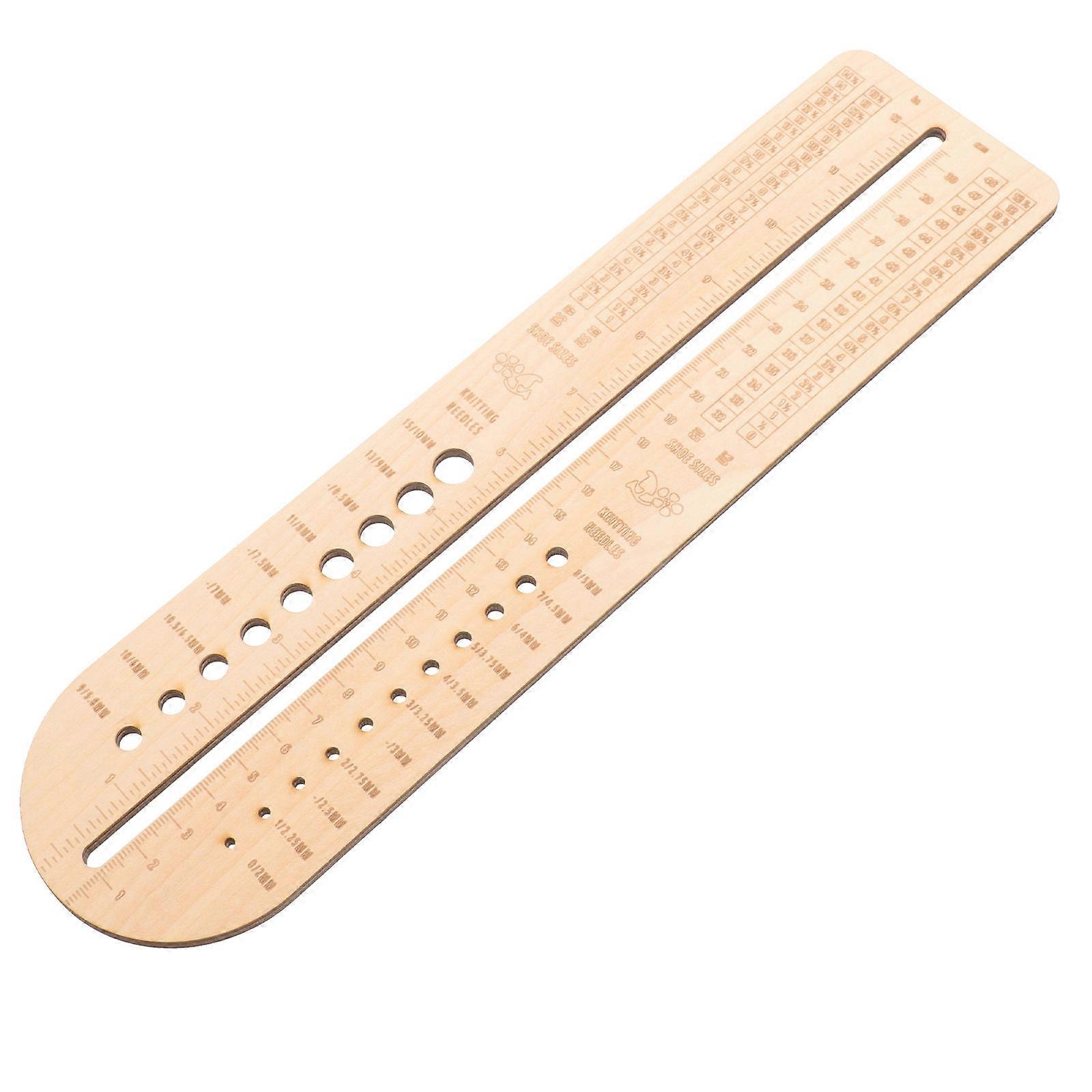 Sock Sizing Ruler Multifunctional Tool For Knitters Beige Wooden 32.00X8.00X0.50cm 1Pcs